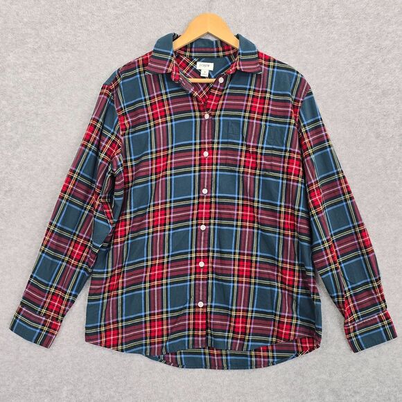 J.Crew Womens S Warm Spruce Multicolor Plaid Cotton Long Sleeve Flannel Shirt - Picture 1 of 8